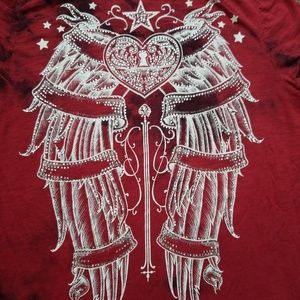 Women's Sinful embellished Angel wings shirt sz Xl